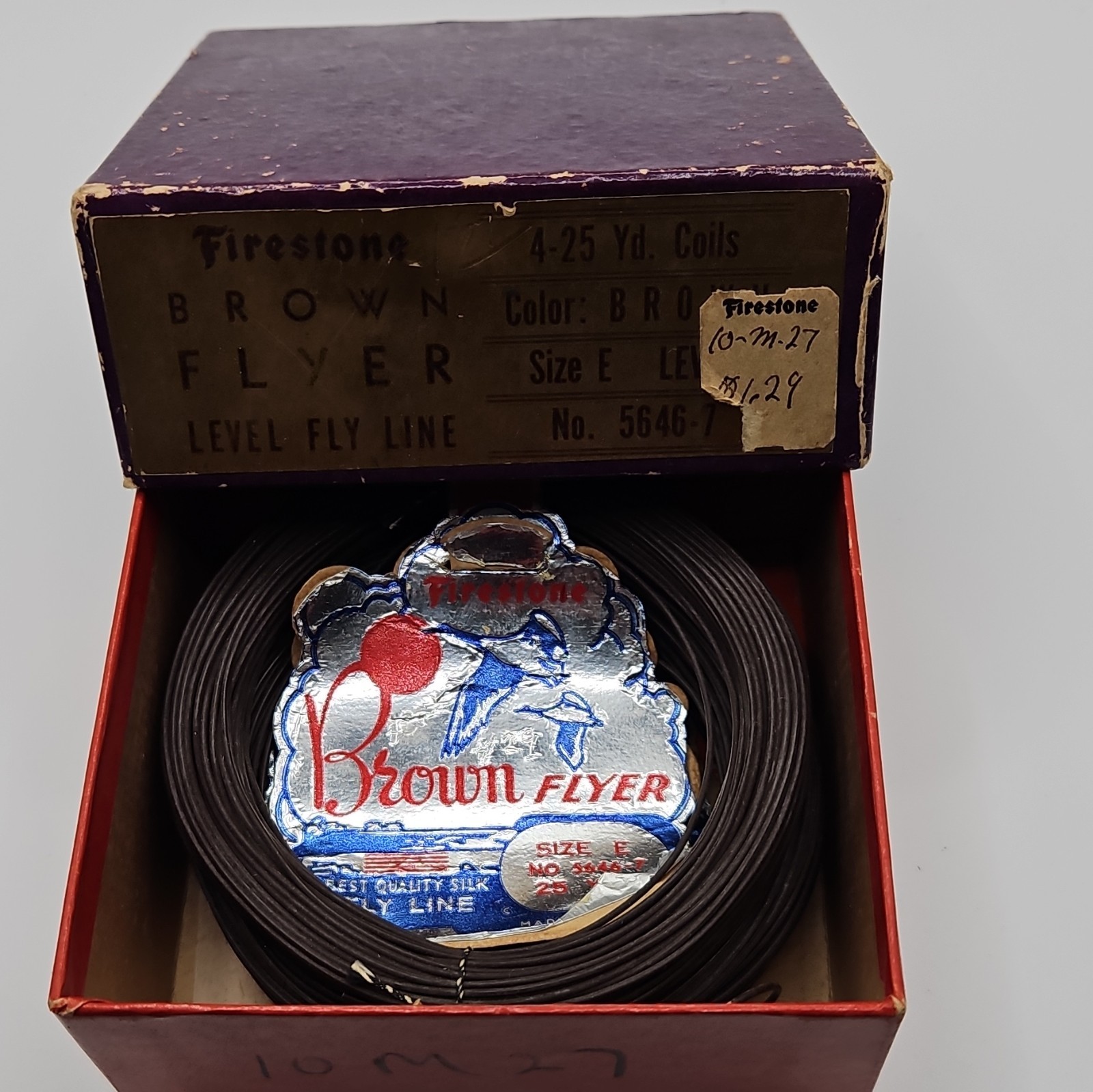 Firestone Brown Flyer Silk Level Fly Line Size E 25 yd Brown 5646-7 For Display