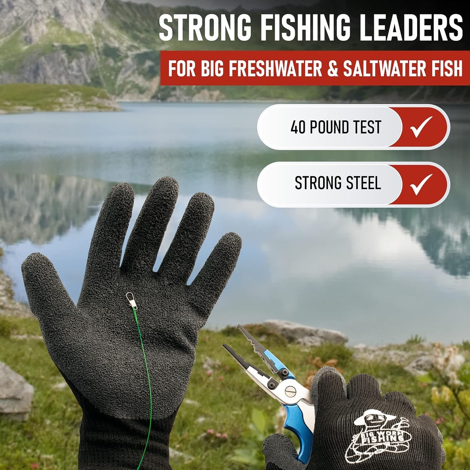Strong Steel Fishing Leaders Pack – 15 Assorted Sizes for Big Fish Catching