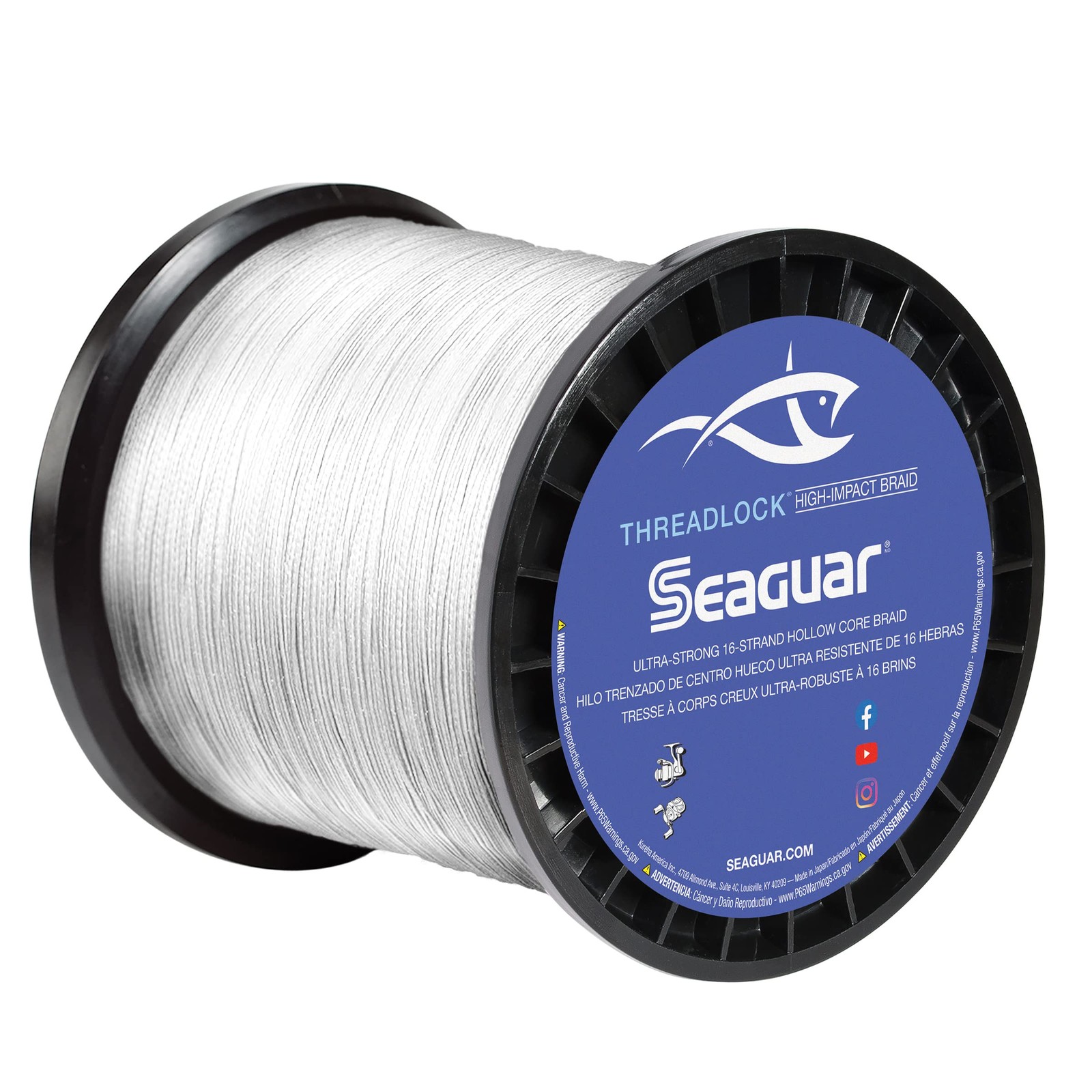 Screw Lock Hollow Core Braid, High Visibility, White, 60lbs/600yds