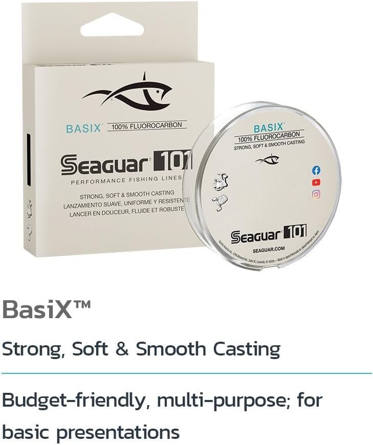 Basix Freshwater Mainline, 100% Fluorocarbon Fishing Line, Multiple Sizes