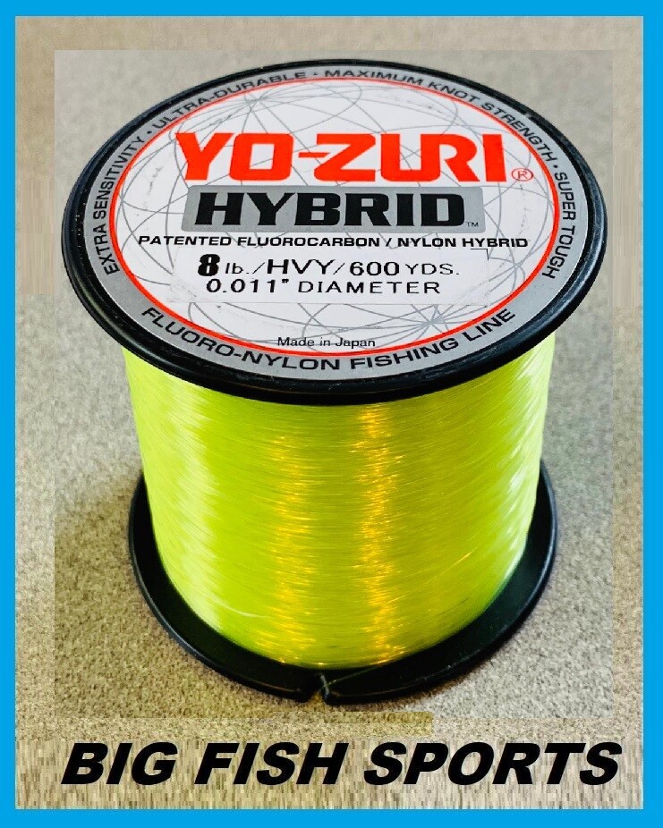 YO-ZURI HYBRID Fluorocarbon Fishing Line 8lb/600yd HIVIS NEW! FREE USA SHIP!