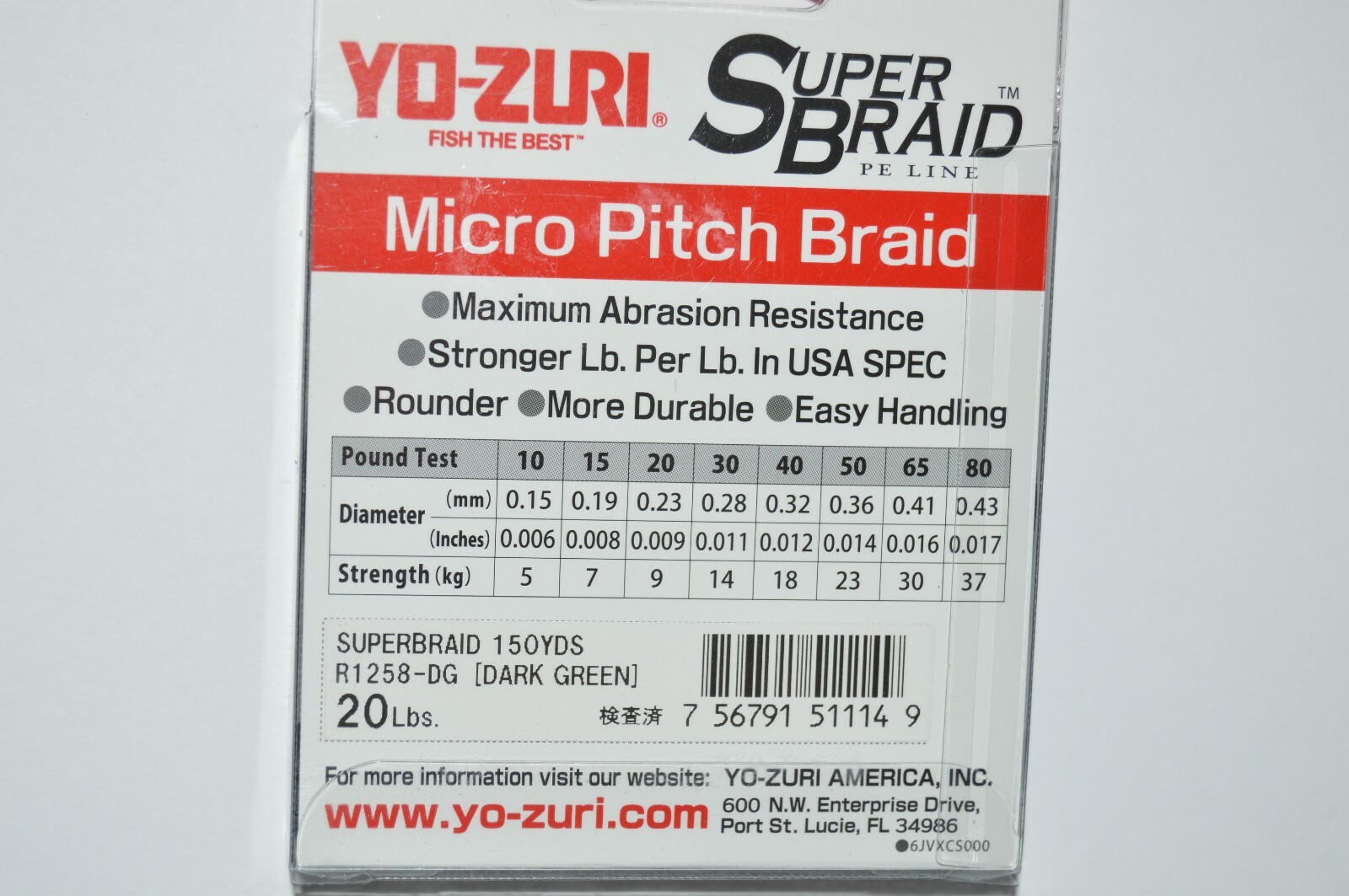 yo zuri super braid pe line superbraid 20lb 150yds dark green made in Japan