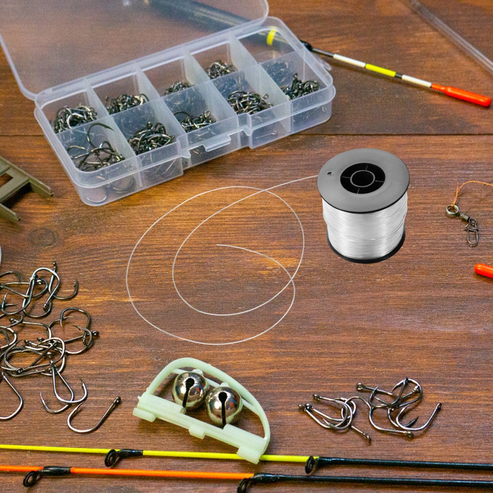 1 Set Clear Nylon Fishing String Cord with Aluminum Crimping Sleeves for Use