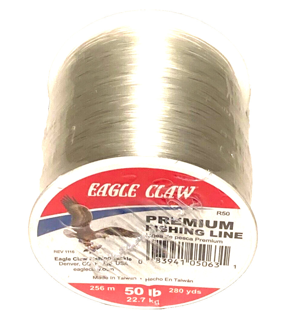Eagle Claw Premium Fishing Line 50lb Test Clear 280 Yards Spool – Free Shipping