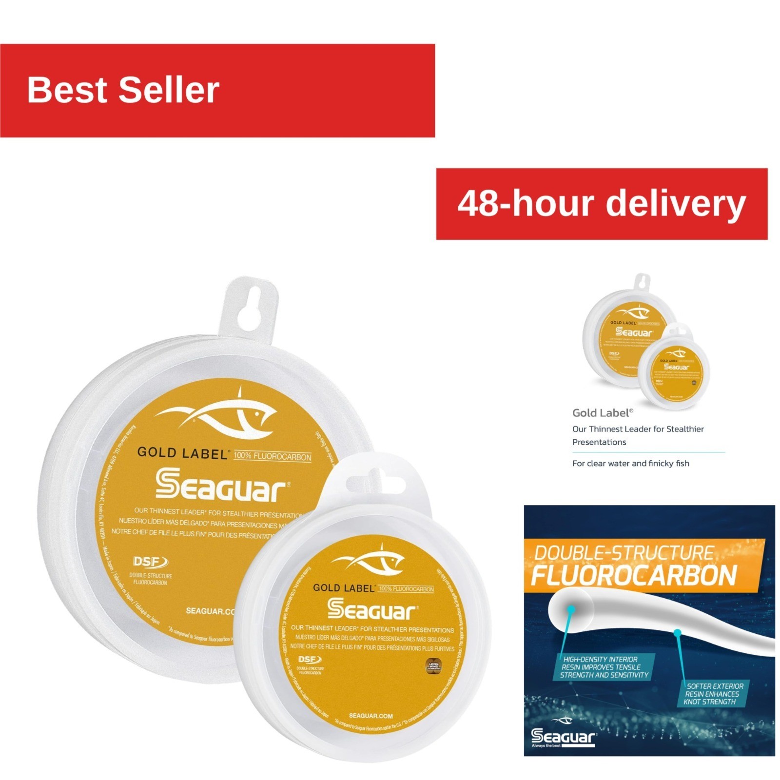 Seaguar Gold Label Fishing Leader Line 100% Fluorocarbon 20lb 25yds
