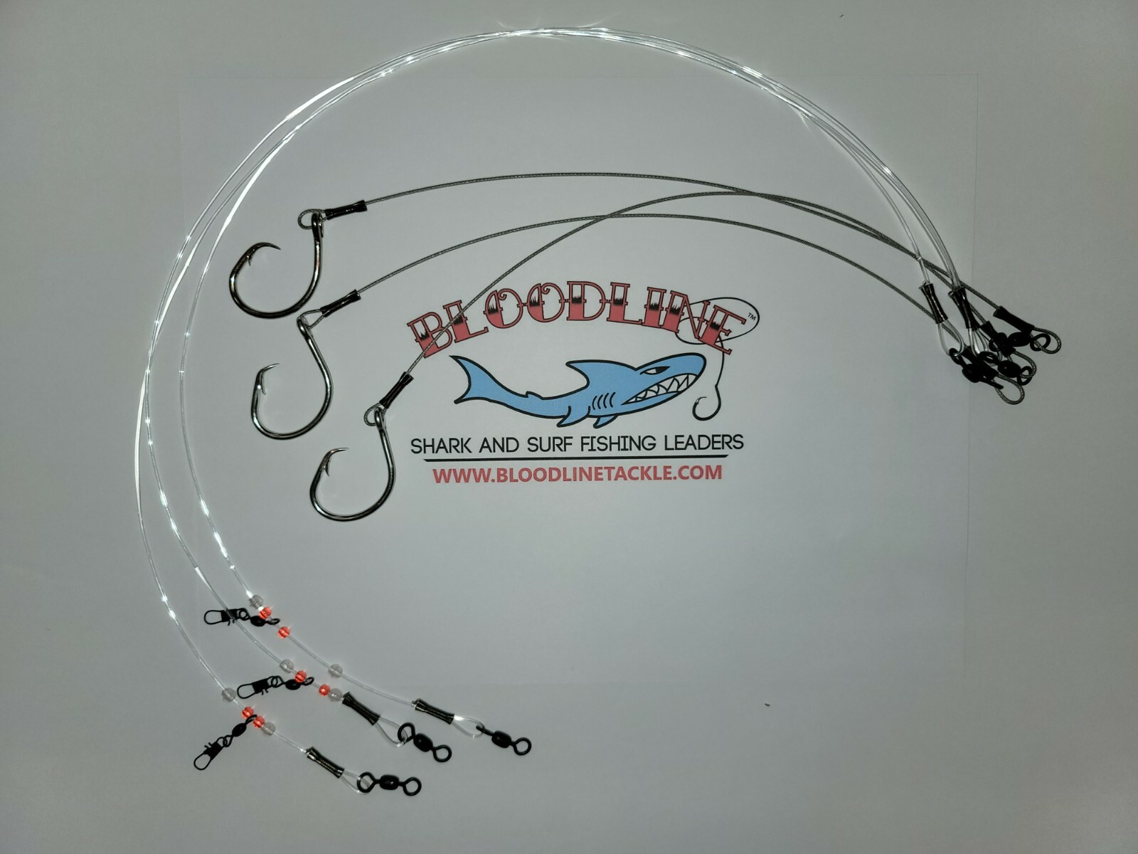 3 pack bloodlinetackle 3 ft 150/175lbs shark surf fishing leaders w 12/0 hook.