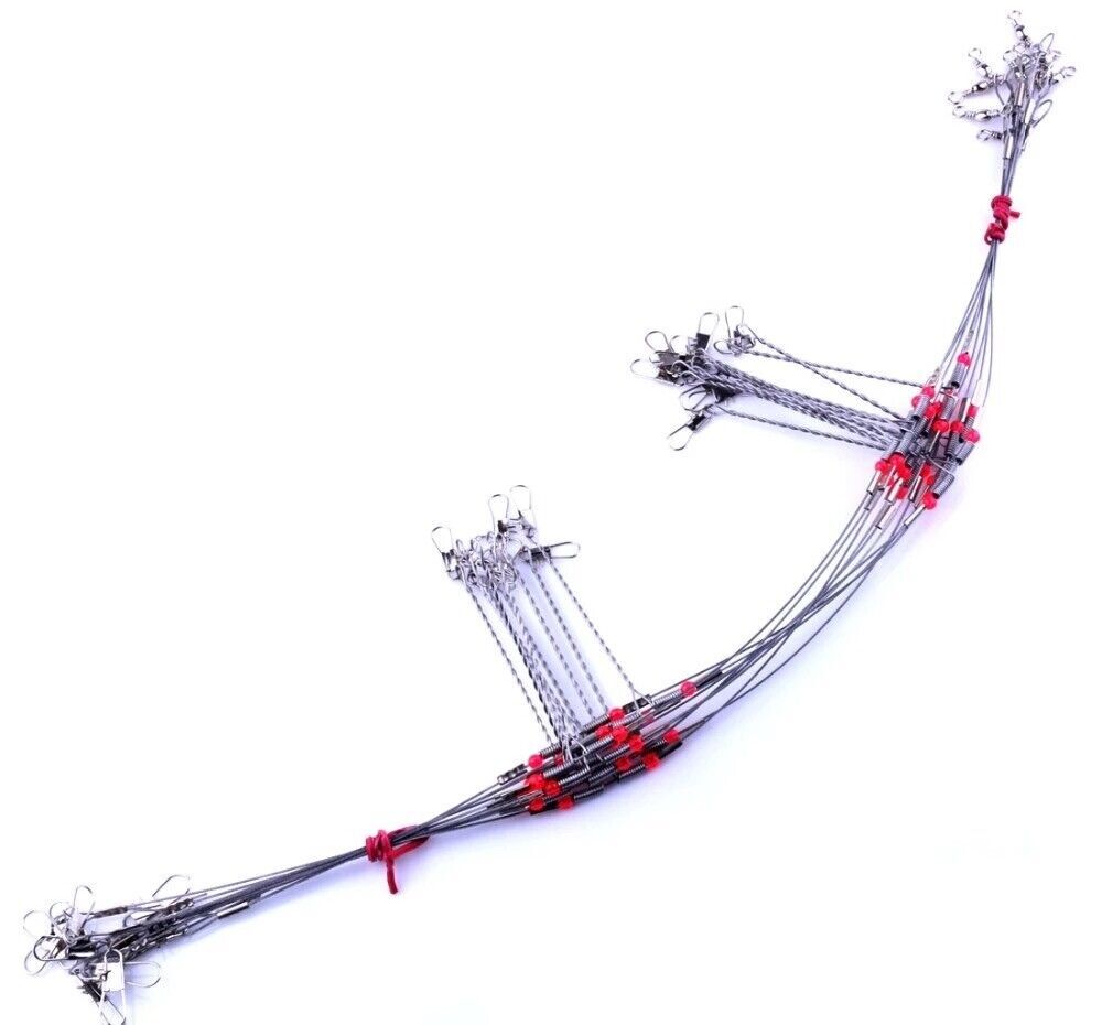 10/20 Pack Top Bottom Rig Stainless Steel Wire Trace Leader Snap Swivel:1-5 Arms