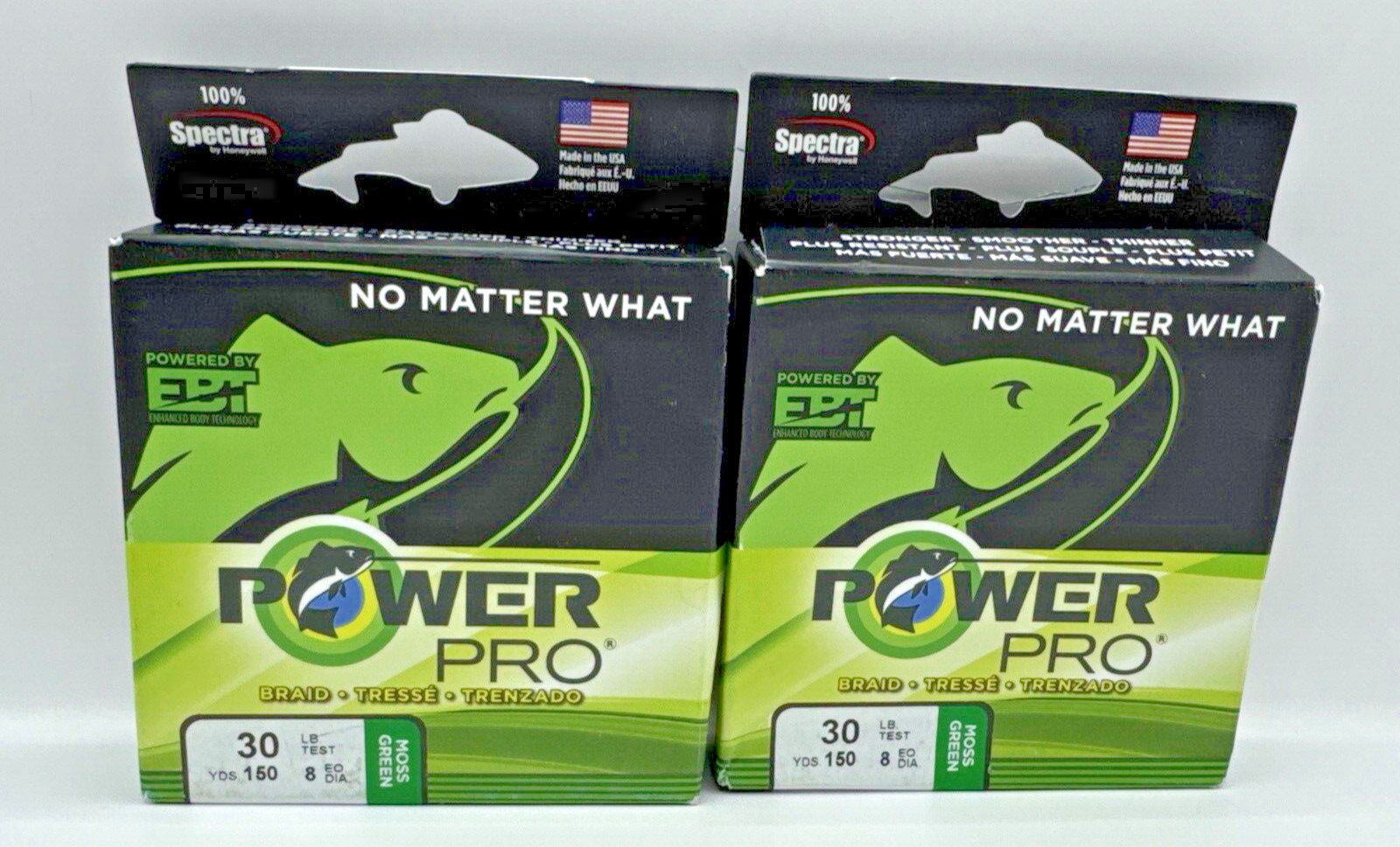 Lot Of 2- Spectra Power Pro Braided Fishing Line – Moss Green 30lb Test – 150yd