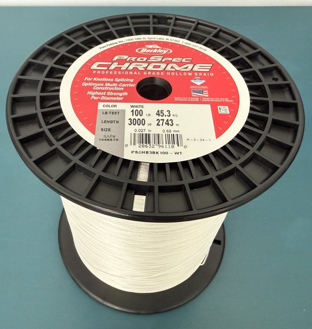 Berkley ProSpec Chrome Premium Hollow Saltwater Braid – White 100 LBS 3000yd