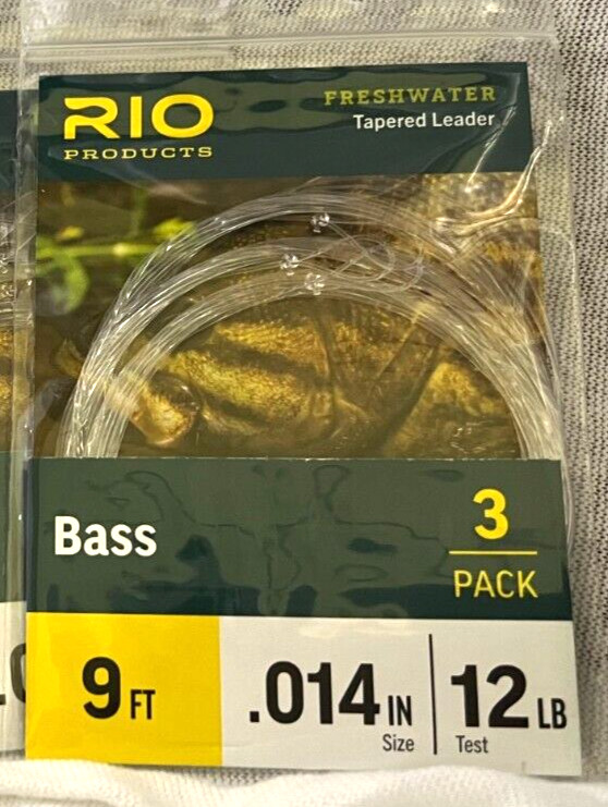 RIO 3-PACK BASS LEADERS 9′ FOOT 12 LB FRESHWATER NYLON FLY FISHING LEADERS