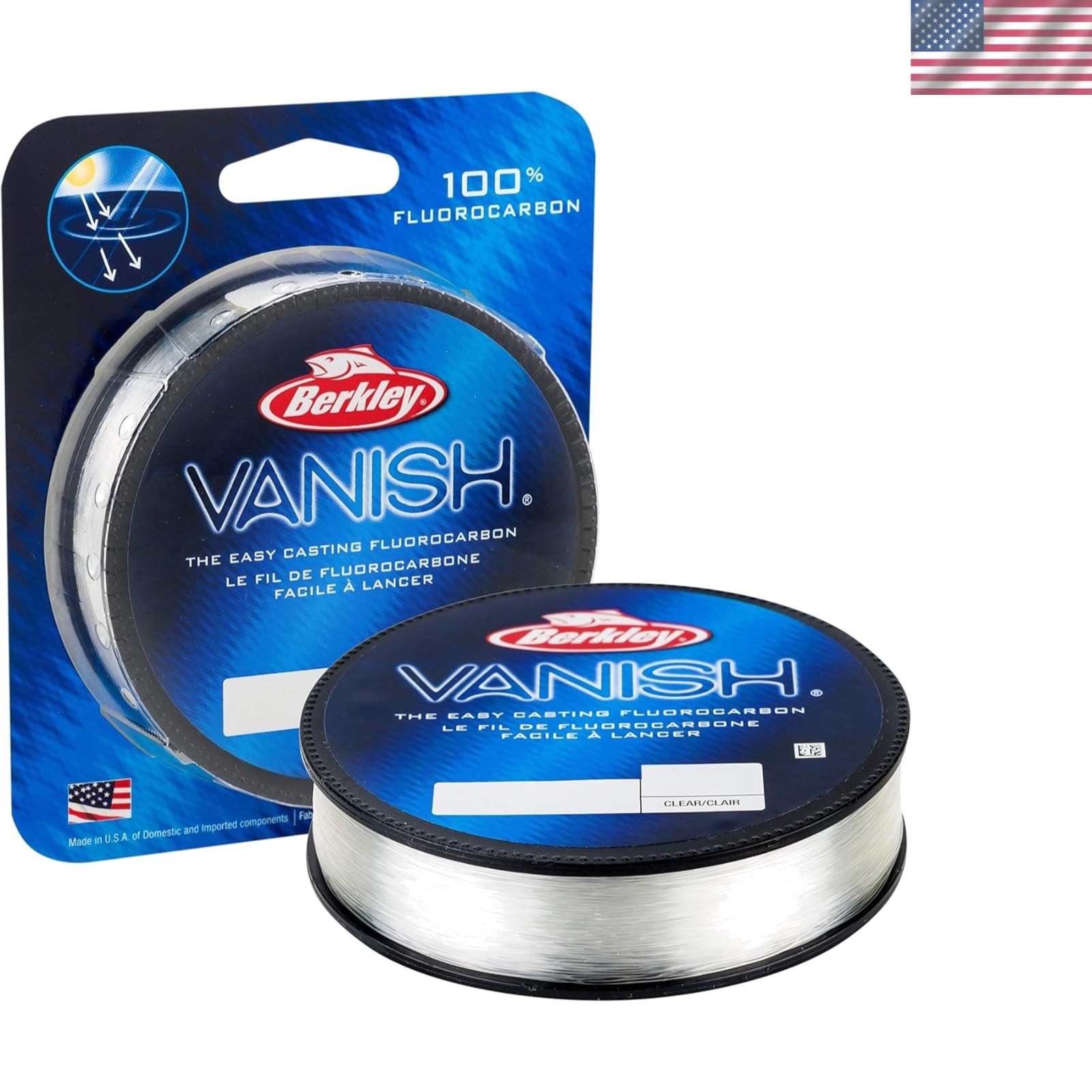Durable Vanish Fluorocarbon Fishing Line, 250 Yards, 8 lb for Stealthy Angling