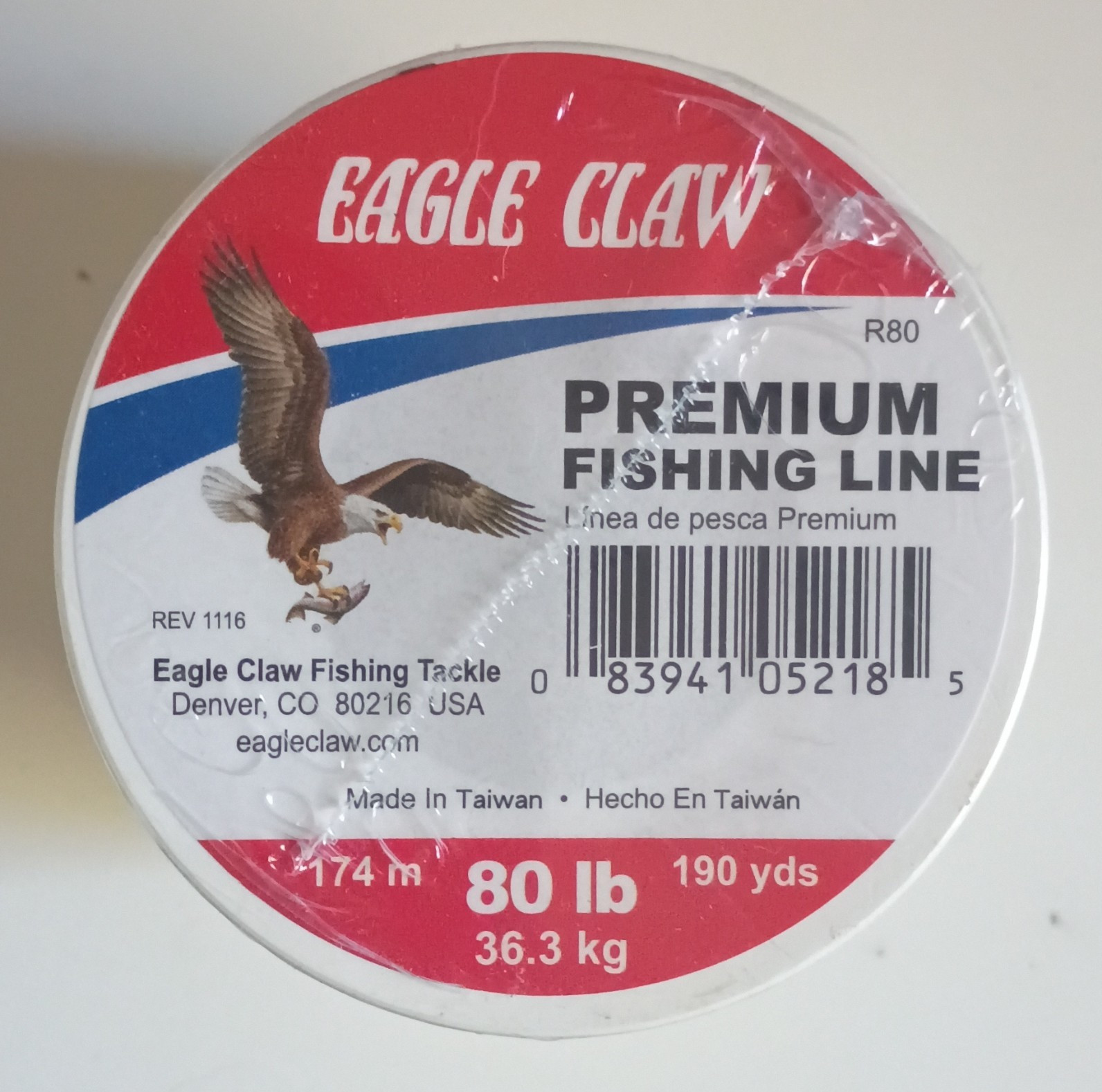 Eagle Claw Premium Monofilament Line 80lb 190yd 0.037in Clear R80