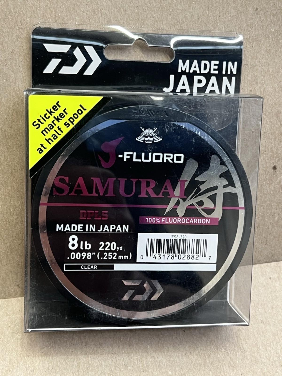 NEW 8lb Daiwa J-Fluoro Samurai Fluorocarbon Line 220 Yards Bass, Trout, Walleye