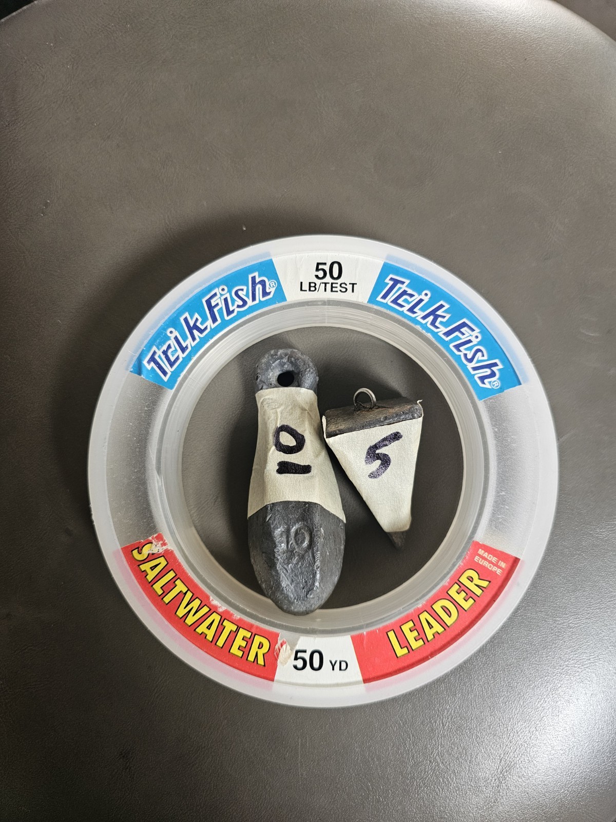 New Trik Fish 50 LB. Saltwater Fishing Leader Clear 50 yd. 2 Sinker 10-&-5