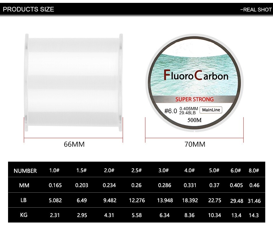 500m Fluorocarbon Fishing Line Carbon Fiber Leader Line Fly Fishing Line 5-32LB