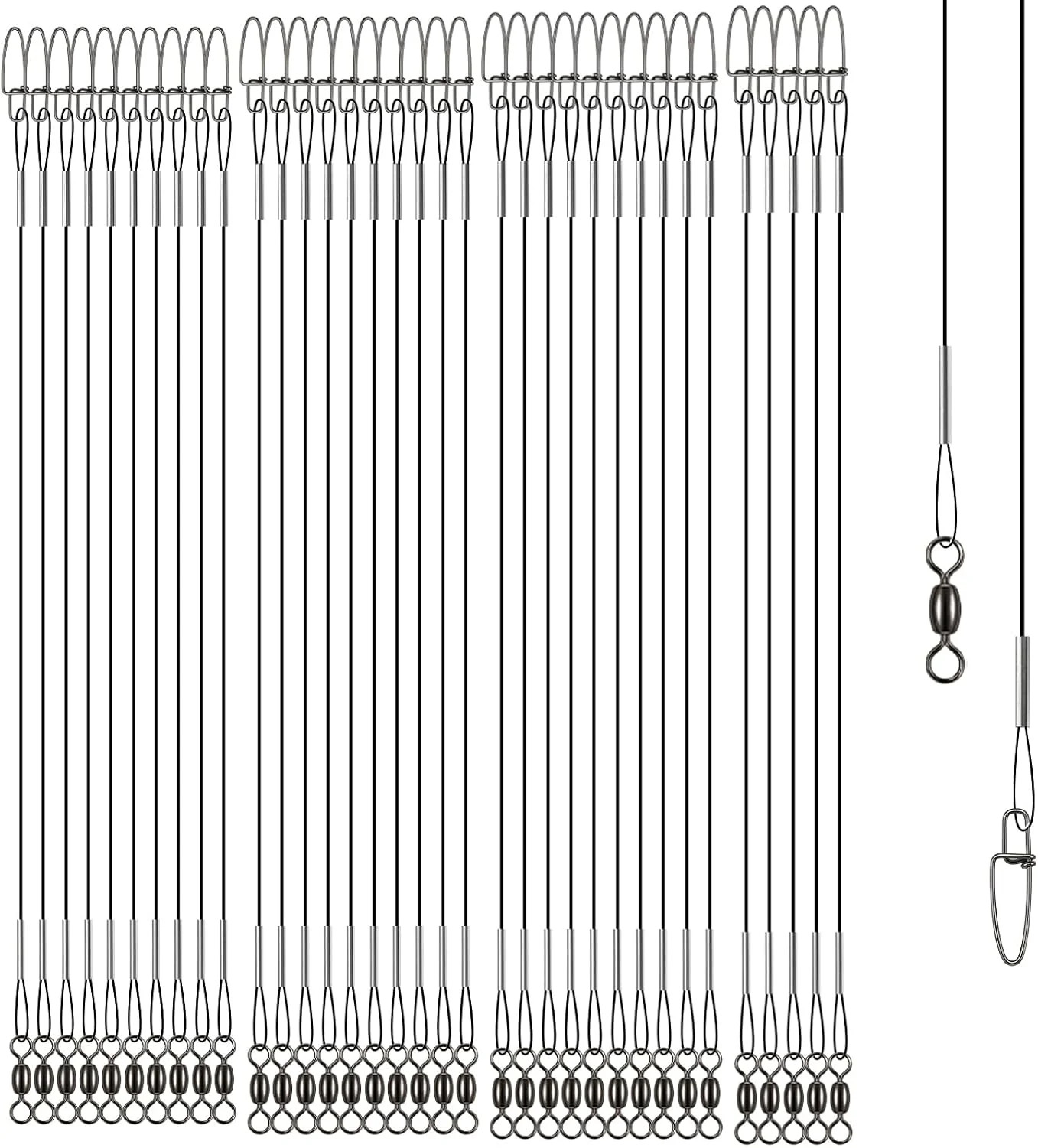 Stainless Steel Fishing Wire Leaders, Black Coated & Uncoated Options, Heavy Str