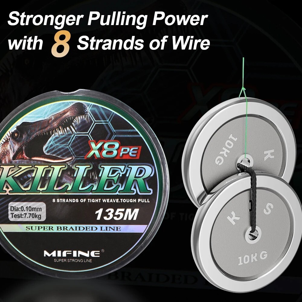 Fishing Line 135M 15LB-56LB Braided Super Strong 8 Strands Multifilament PE Wire