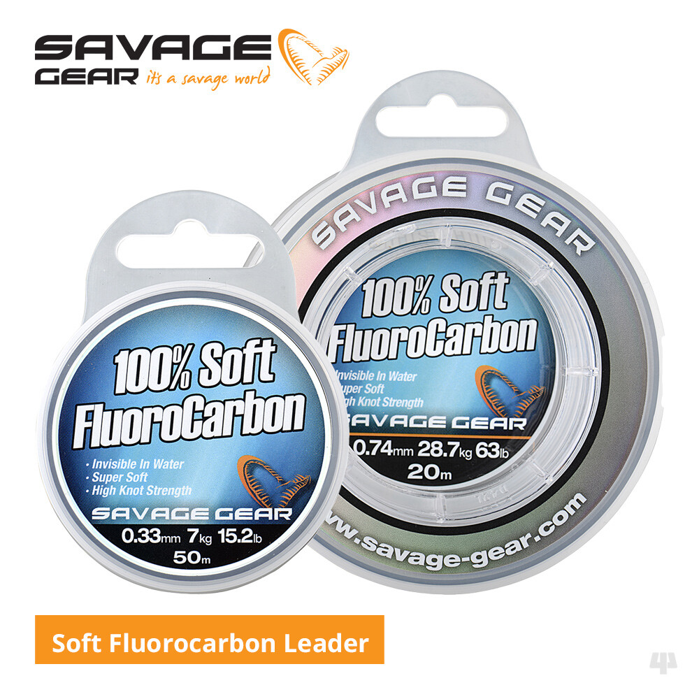 Savage Gear Soft Fluorocarbon Leader – Pike Perch Bass Sea Fishing Line Tackle