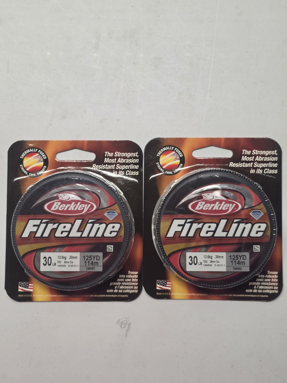 (LOT OF 2) Berkley Fireline Crystal Fused Fishing Line 125yd 30lb / Smoke