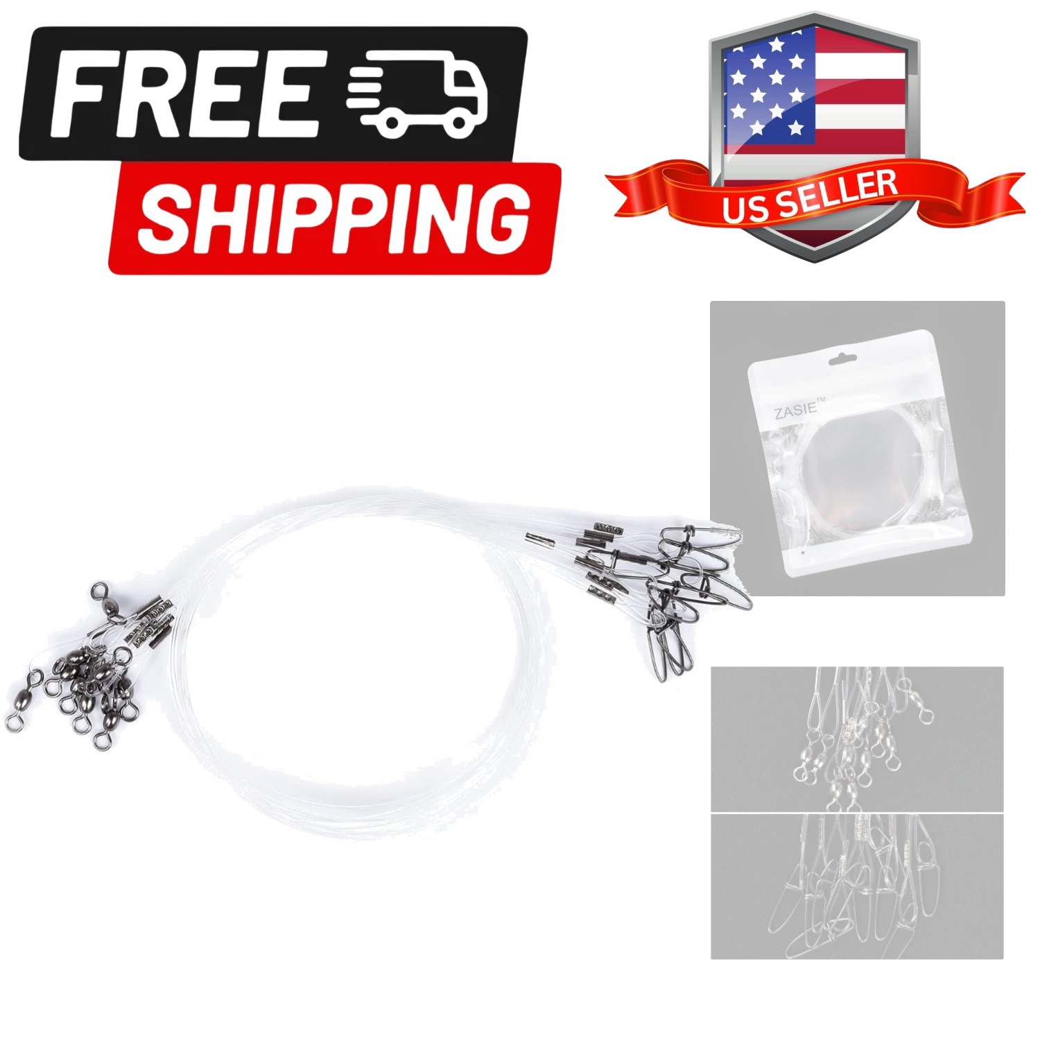 50lb 100% Fluorocarbon Fishing Leaders, 10/20 Pcs, Saltwater/Freshwater, 20in…
