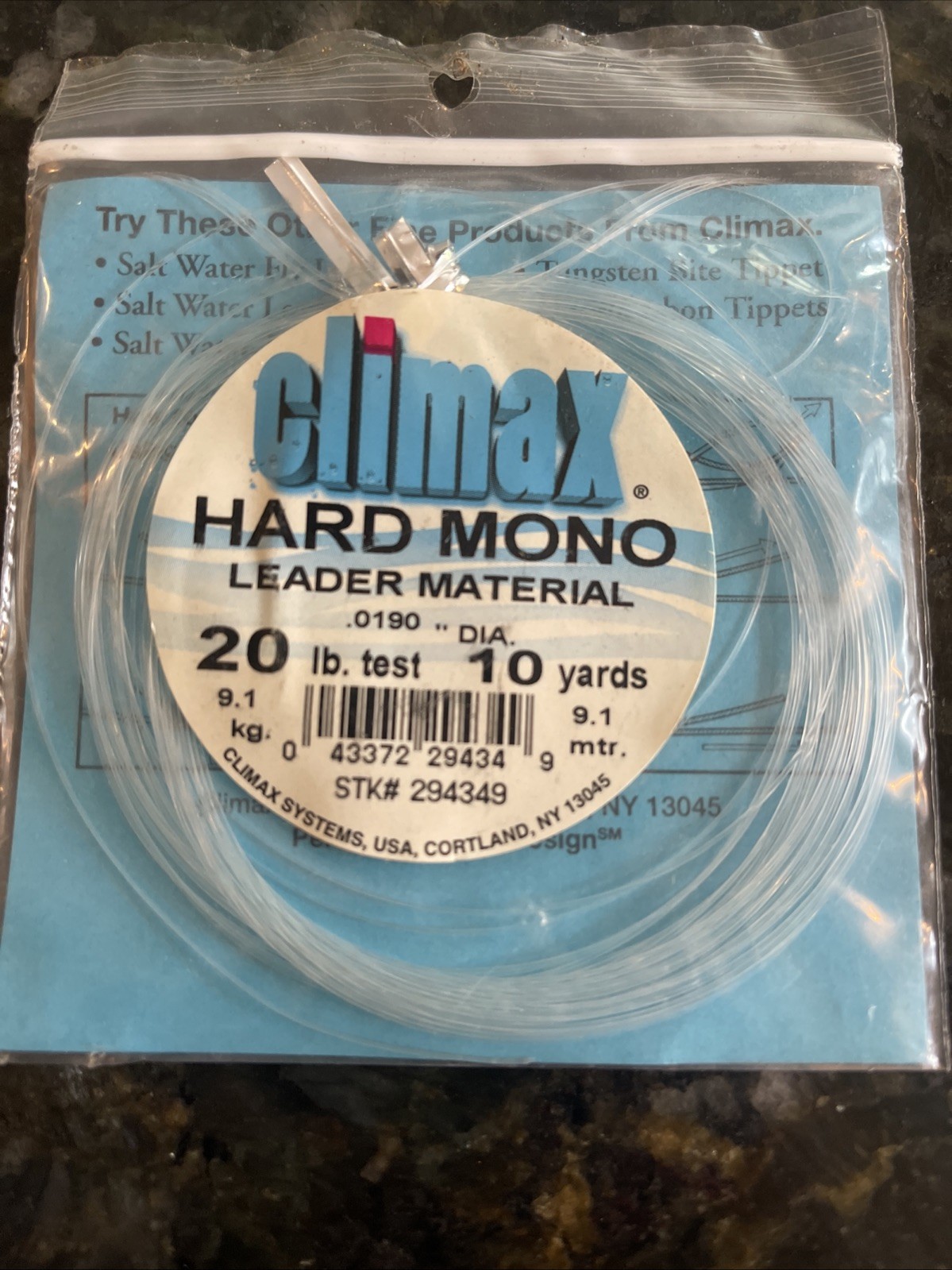 Climax Hard Mono Saltwater Leader Material 20 Lb Test 10 Yards