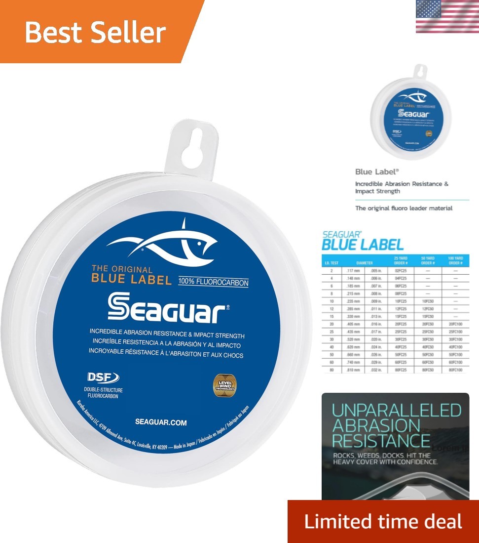 100% Clear Fluorocarbon Fishing Leader Line for Saltwater Angling, 20lb