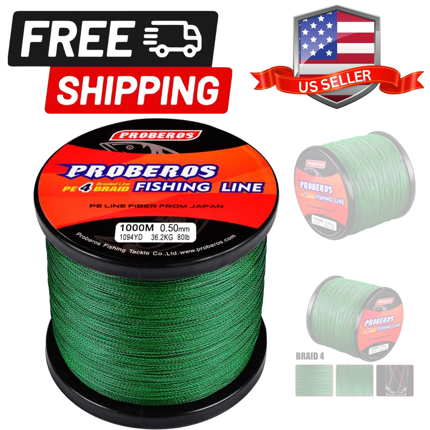 Braided Fishing Line 4 Strands Stronger Multifilament PE Braid Wire for Saltw…