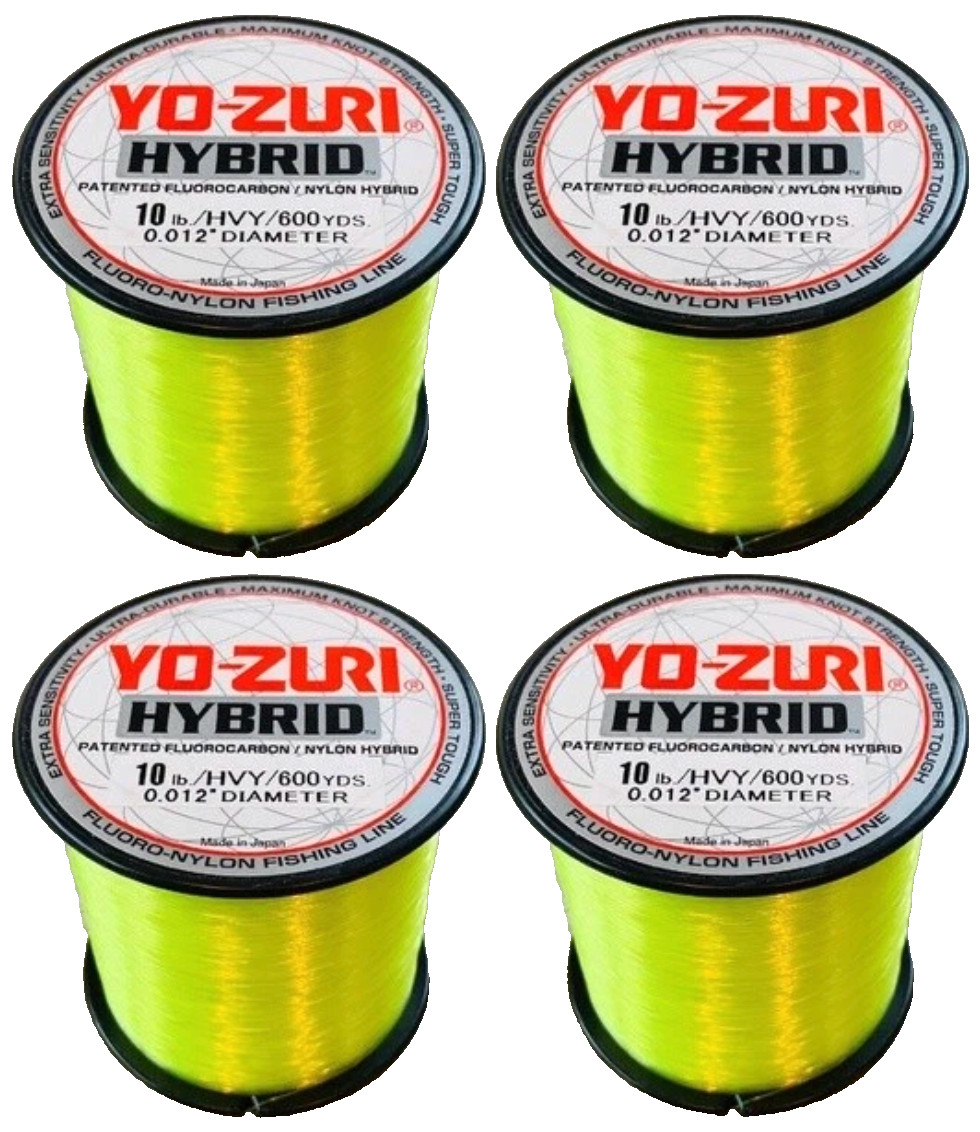 4 PACK YO-ZURI HYBRID Fluorocarbon Fishing Line 10lb/600yd HI-VIS COLOR NEW!