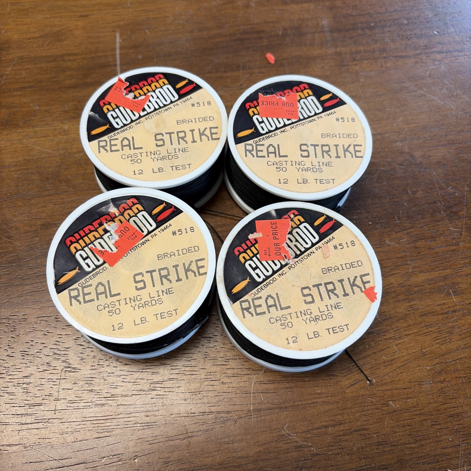 Gudebrod Real Strike Braided Black Casting Fishing Line 12lb 200yd 4 Linked 50yd