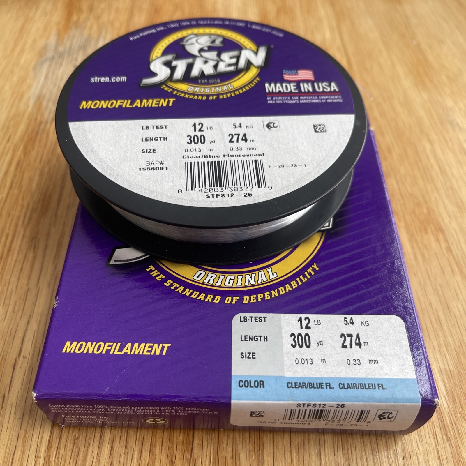 Stren Monofilament Clear/ Blue Fluorescent 12lb / 300yd Fishing Line 1/2 Spool