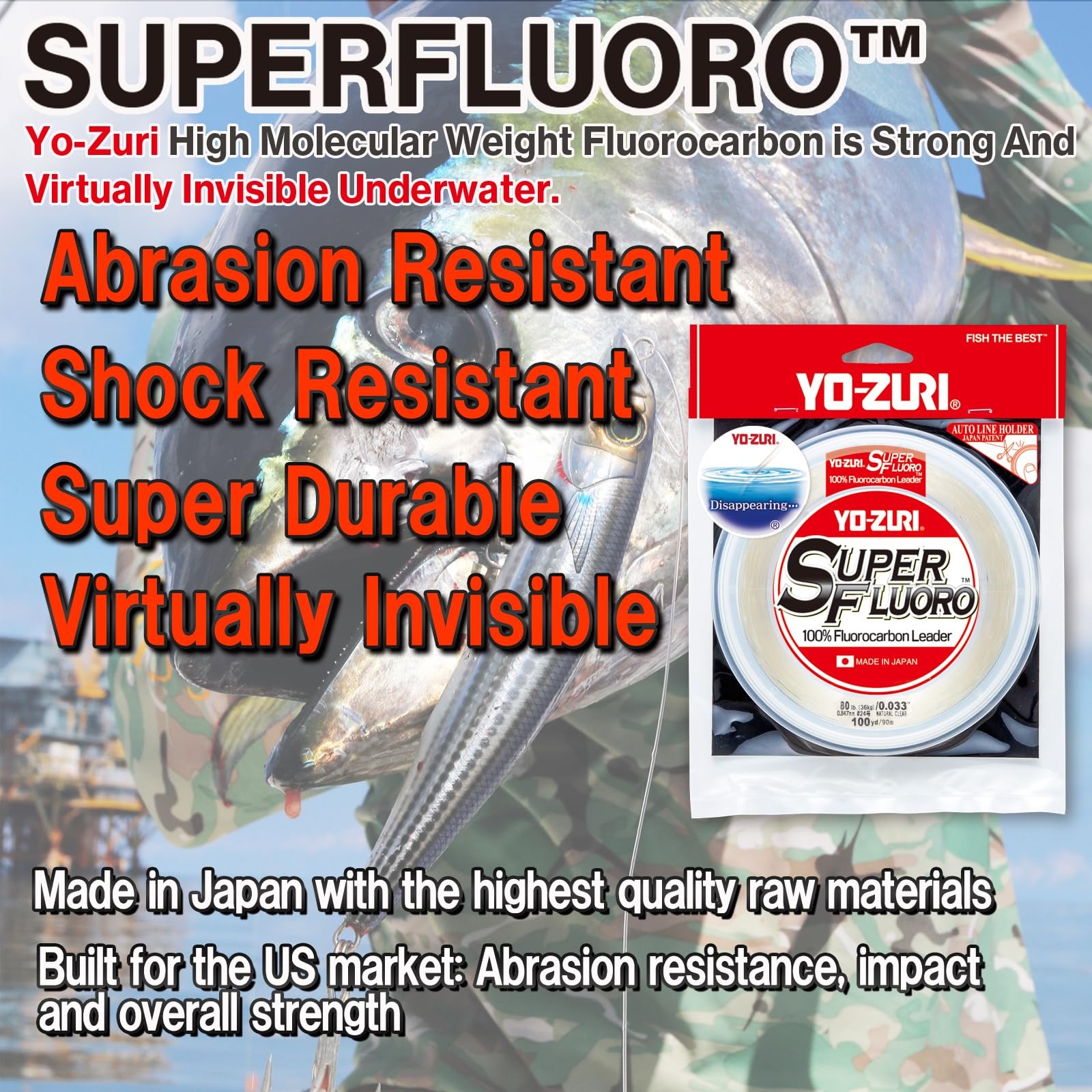 Yo Zuri SuperFluoro 100 Fluorocarbon Fishing Leader Natural Clear 30 Yard
