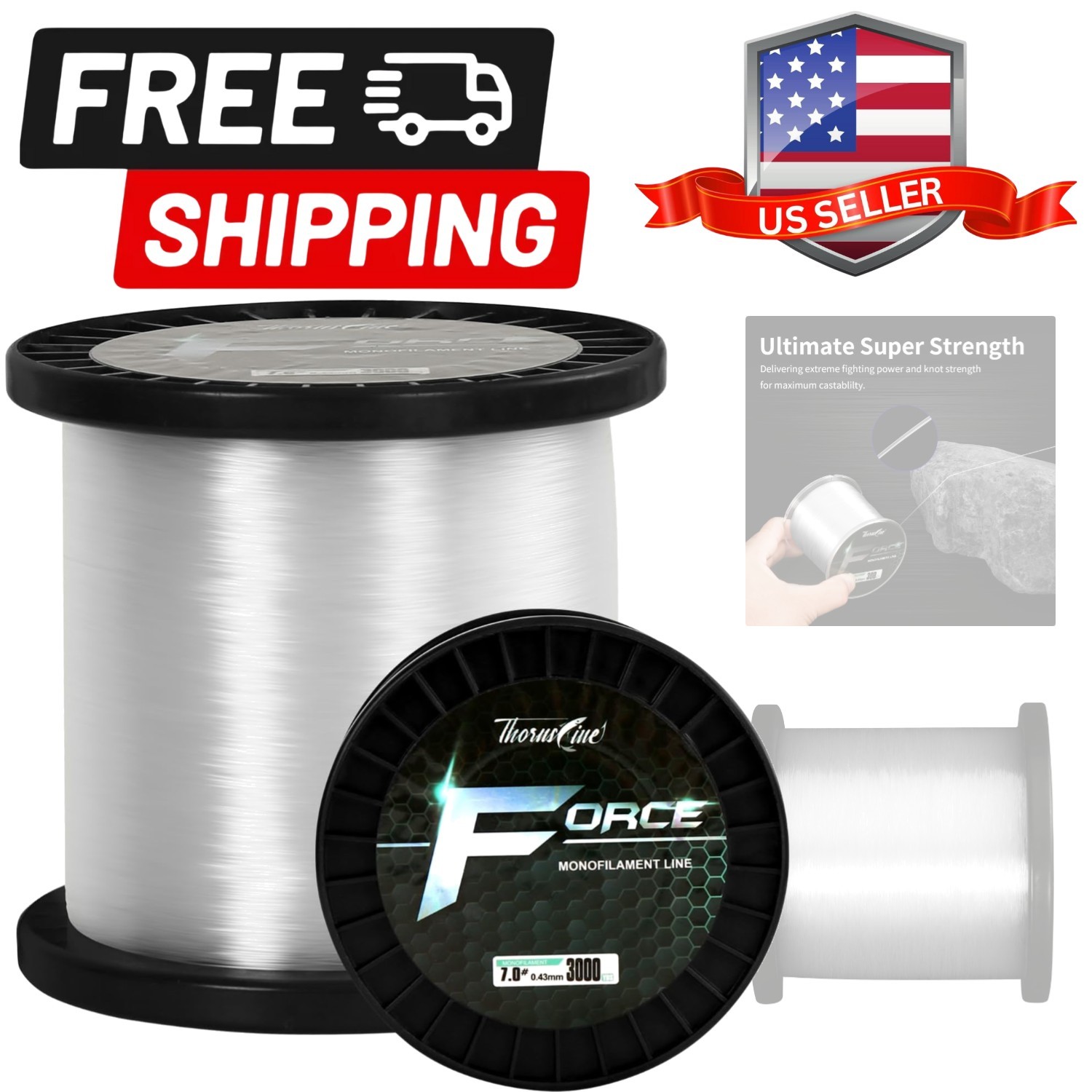 Force Monofilament Fishing Line, Heavy Duty Strong Mono Fishing Wire, Clear N…