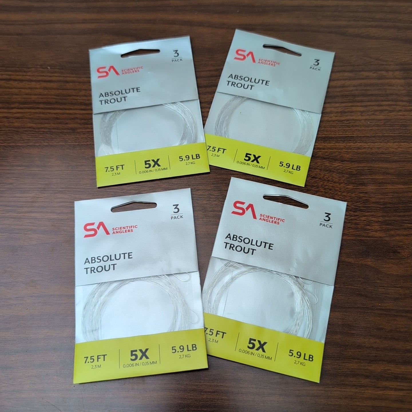 Scientific Anglers Absolute Trout Leader – Lot of (12) 7.5ft 5X 5.9lb – 25% OFF!