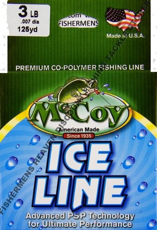 McCoy Ice Fishing Line Copolymer Mean Green 125 Yard Spool Any Pound Test