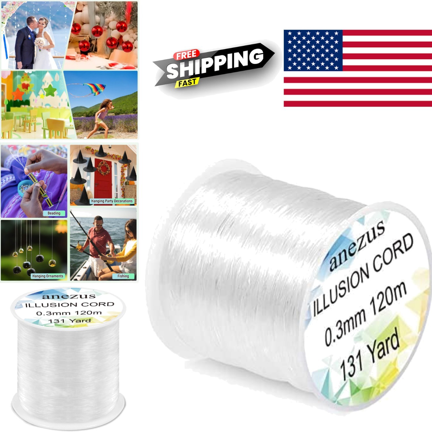 Strong Monofilament Fishing Wire 0.3mm 15lb for Party Decorations and Ornaments