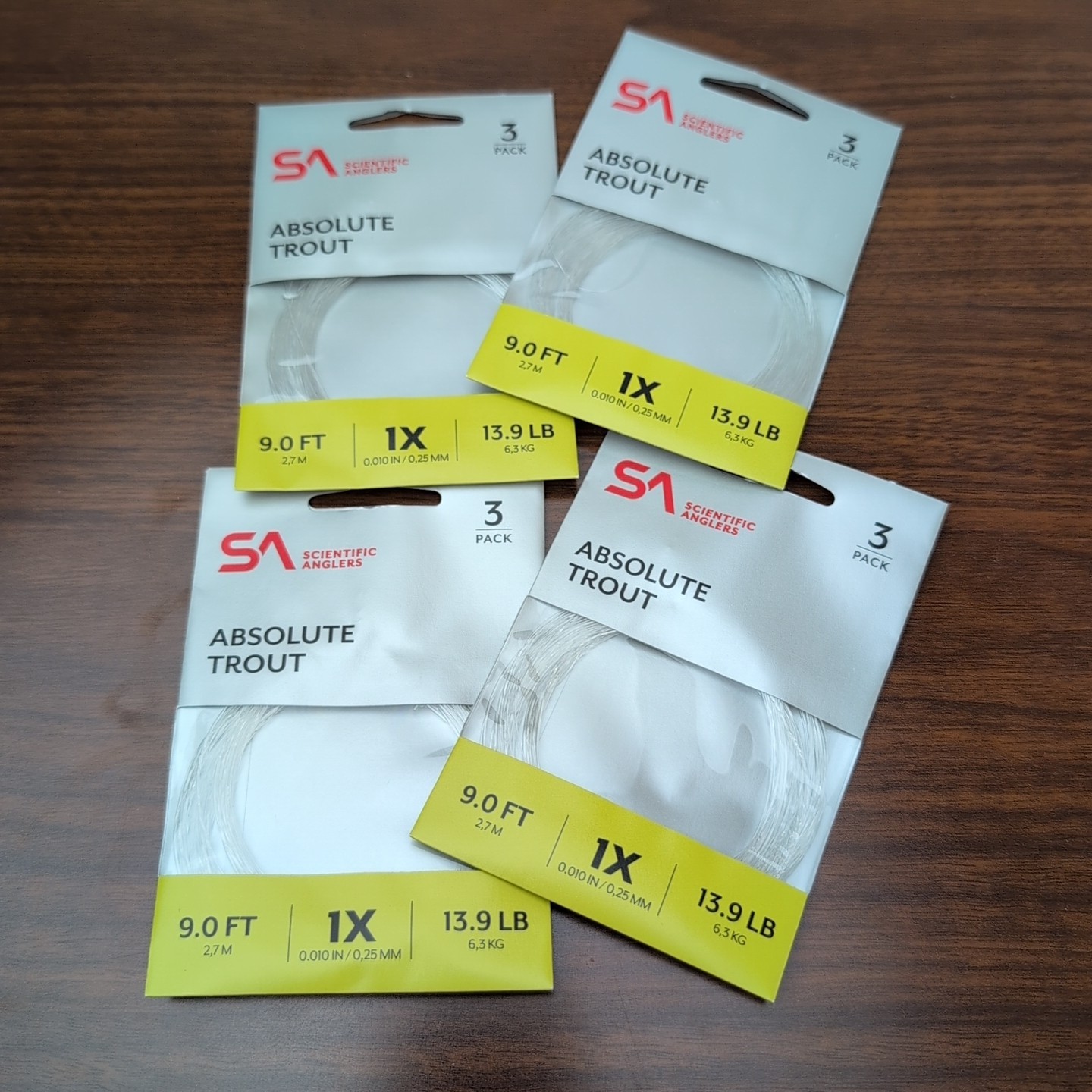 Scientific Anglers Absolute Trout Leader – Lot of (12) 9ft 1X 13.9lb – 25% OFF!