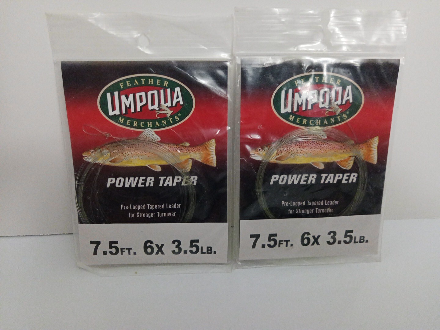 Umpqua Power Taper PreLooped Tapered Leader Stronger Turnover 7.5ft 6x 3.5LB 2PK