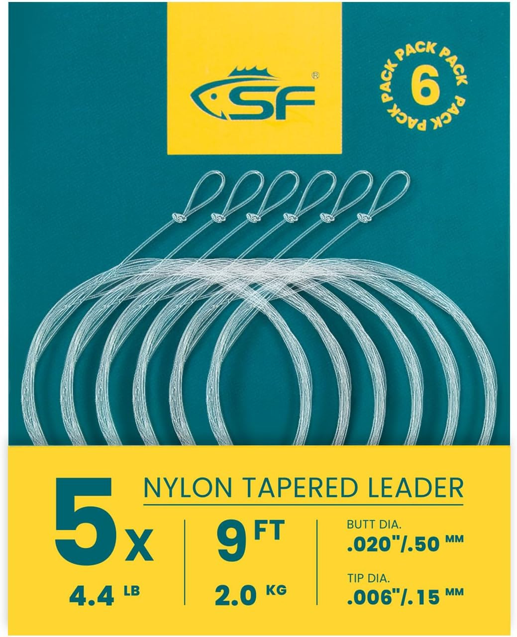 Pre-Tied Loop Fly Fishing Tapered Leader Nylon Clear Trout Freshwater Saltwater