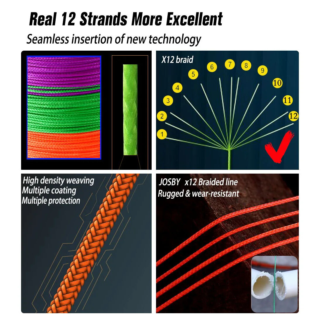 12 Strand 300/500/1000/100M Saltwater Freshwater Weave Braided Fishing Line