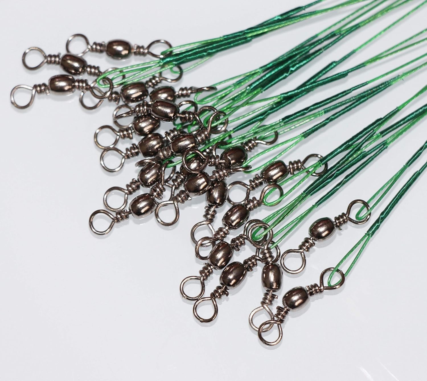 Durable 50pcs Fishing Wire Leaders – 6inch, 30LB Strength, Colors: Black & Green