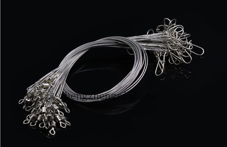 120pcs 25cm Trace Wire Stainless Steel Fishing Line Leaders With Snap & Swivel