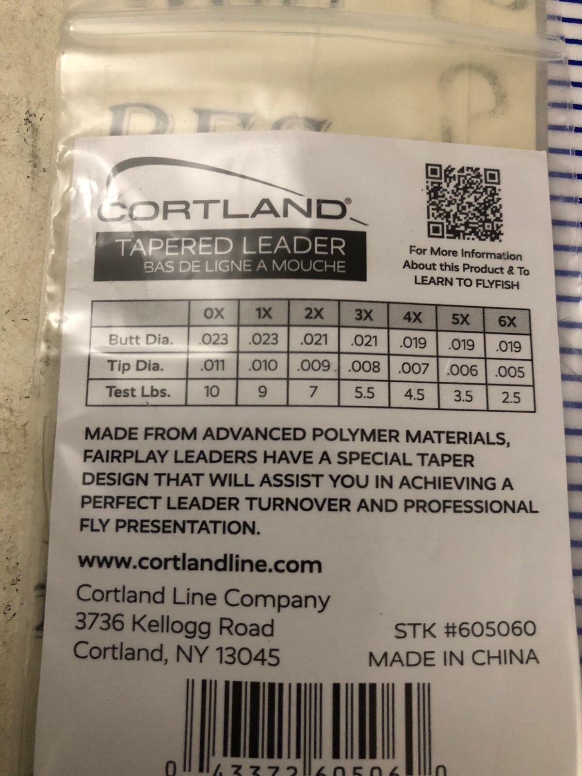 20X NEW Cortland 5X Fairplay Series Tapered Leader 7.5 Ft/ 3.5 lb Test #605060