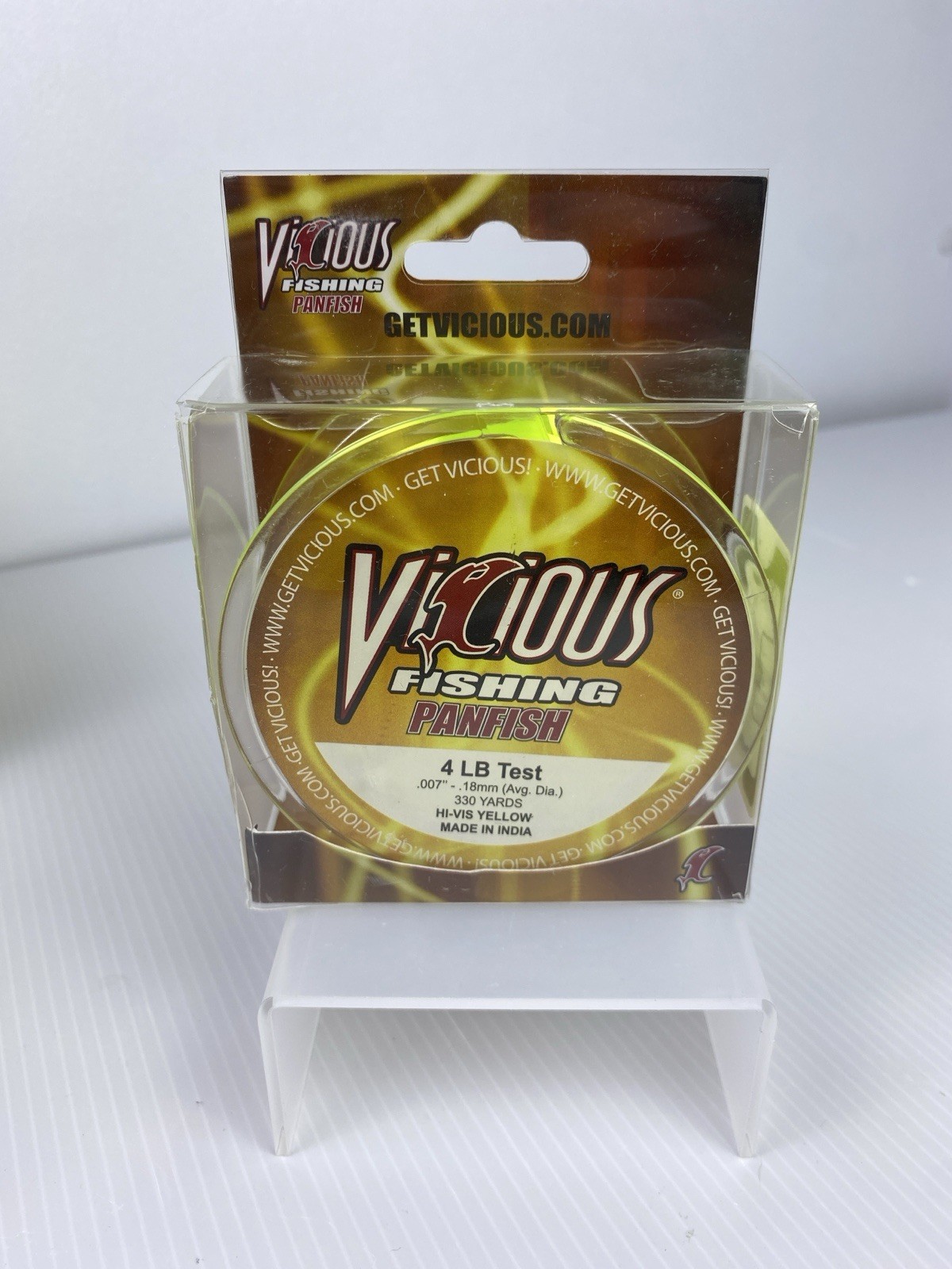 New Vicious Panfish Fishing Line 4lb 330 Yds Hi-Vis Yellow Mono USA Made 1 Spool
