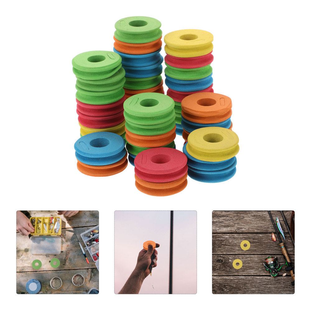 100Pcs Fishing Snell Leader Rigs Spool Foam Line Bobbin Holder Spools