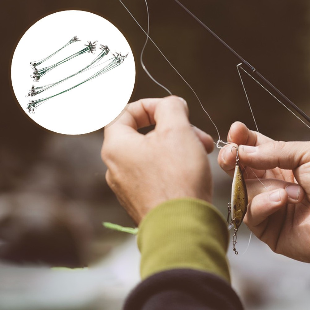 40Pcs High Strength Steel Wire Fishing Leaders with Swivels and Snaps