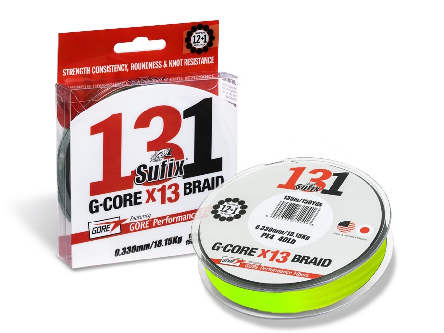 NEW Sufix 131 G-Core Braid Neon Chartreuse 150m Braided line