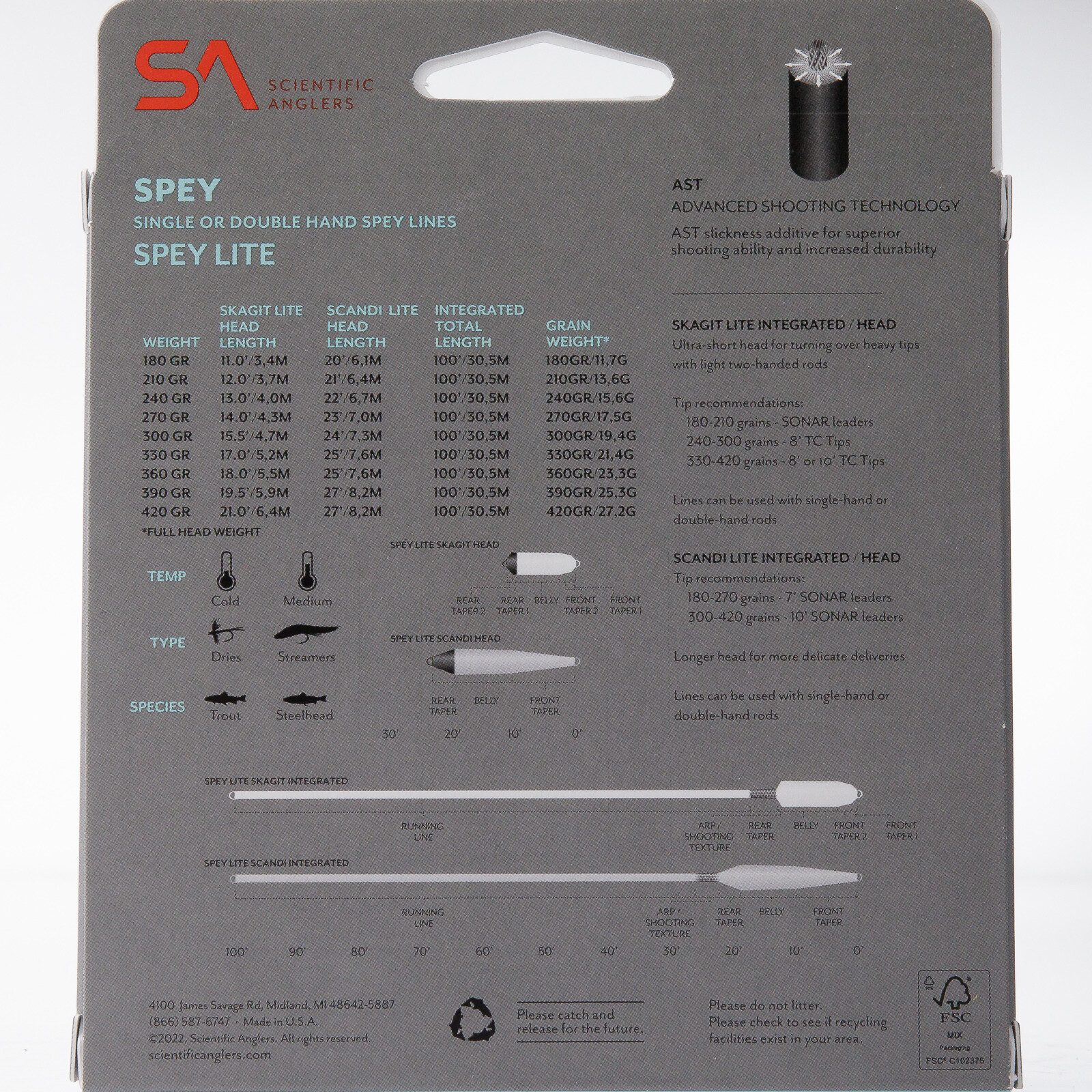 Scientific Anglers Spey Lite Skagit Integrated Line – All Sizes – FREE FAST SHIP