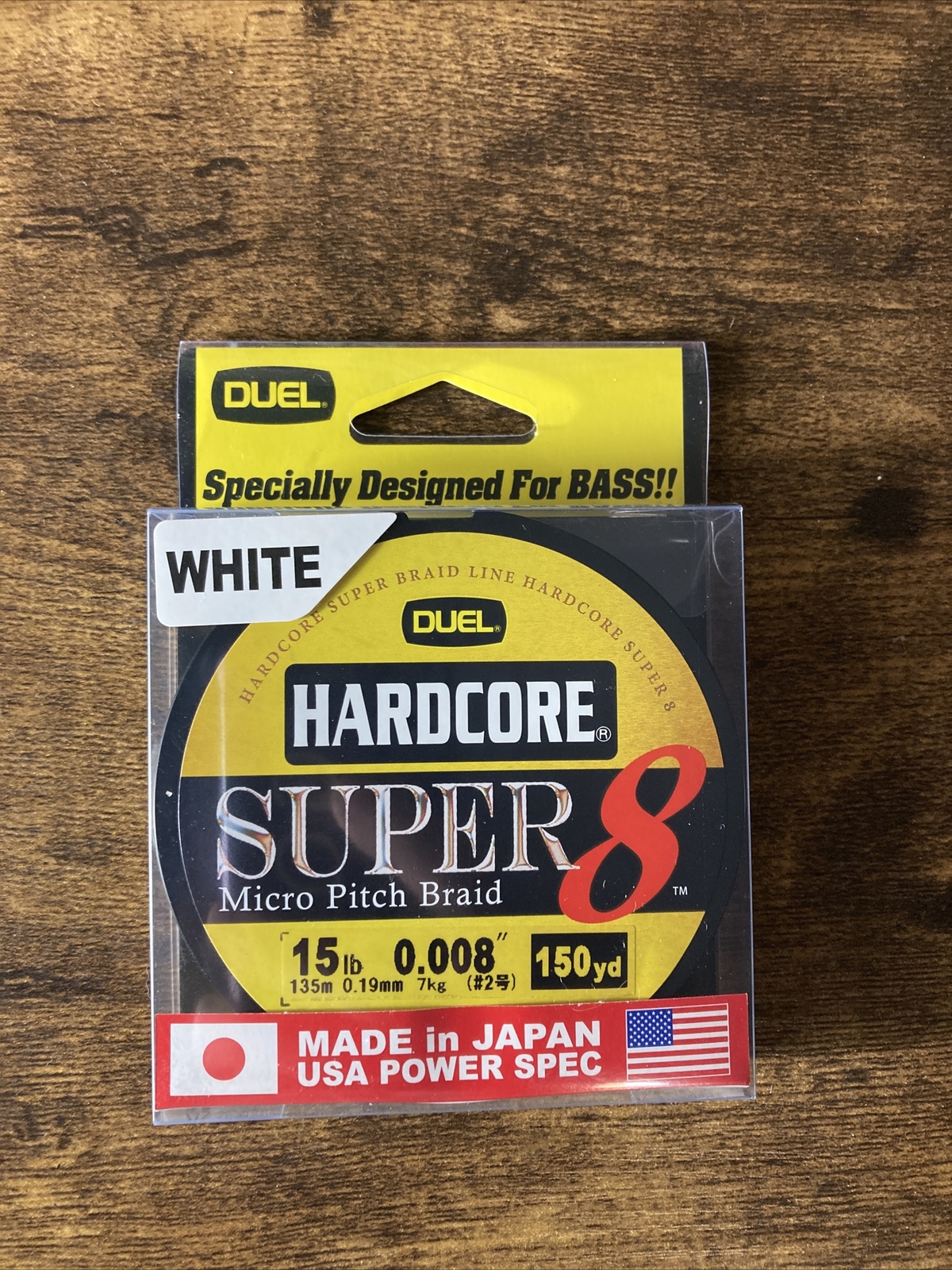 DUEL HARDCORE SUPER 8 MICRO PITCH BRAID 150YDS 15LB LINE WHITE