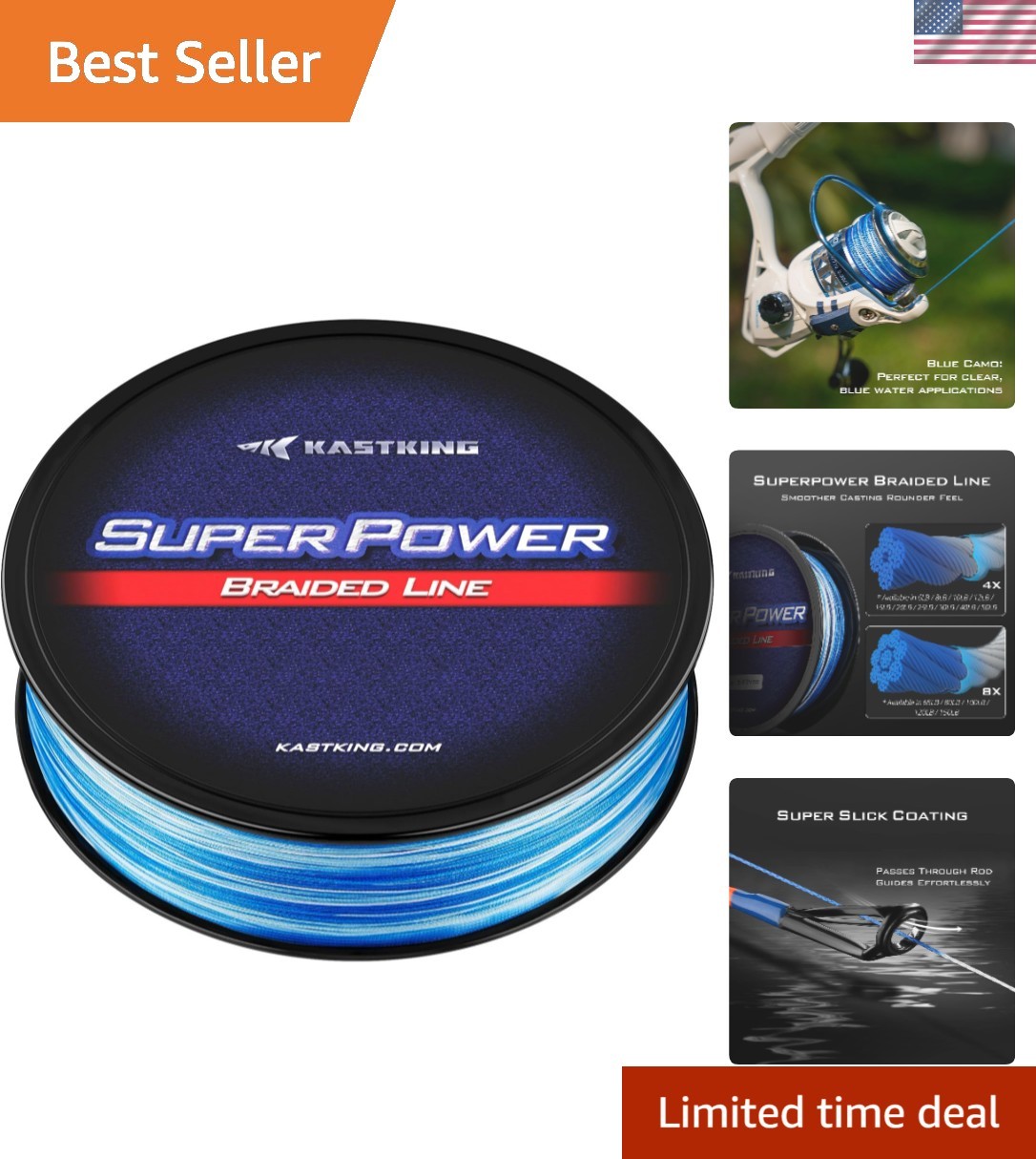 Incredible SuperPower Braided Line 150 Yds – X4-new-blue Camo, 20lb Strength