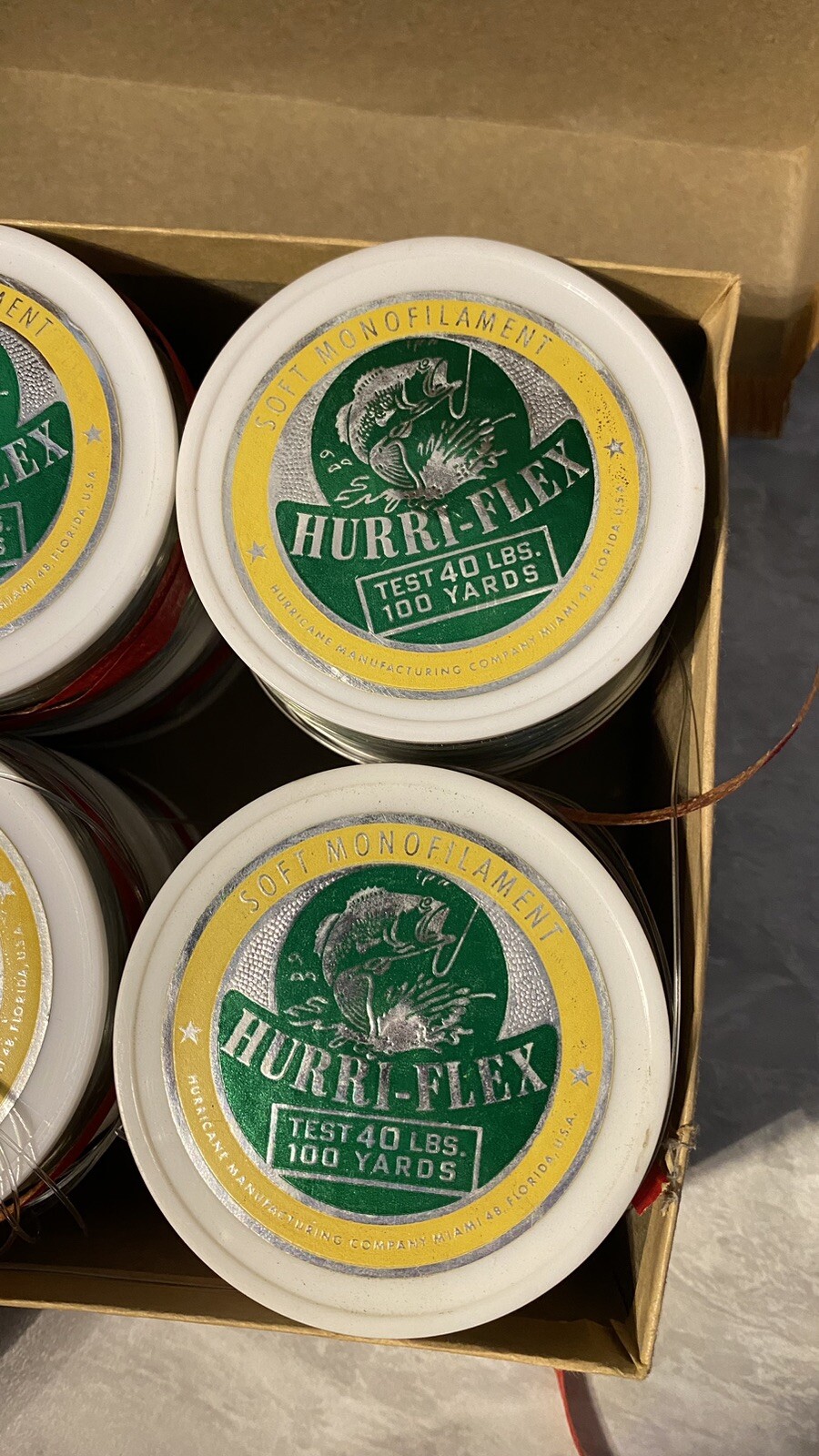 Hurri-Flex Soft Monofilament Fishing Line 40 Lb 100 yards Set/12 Vintage NOS